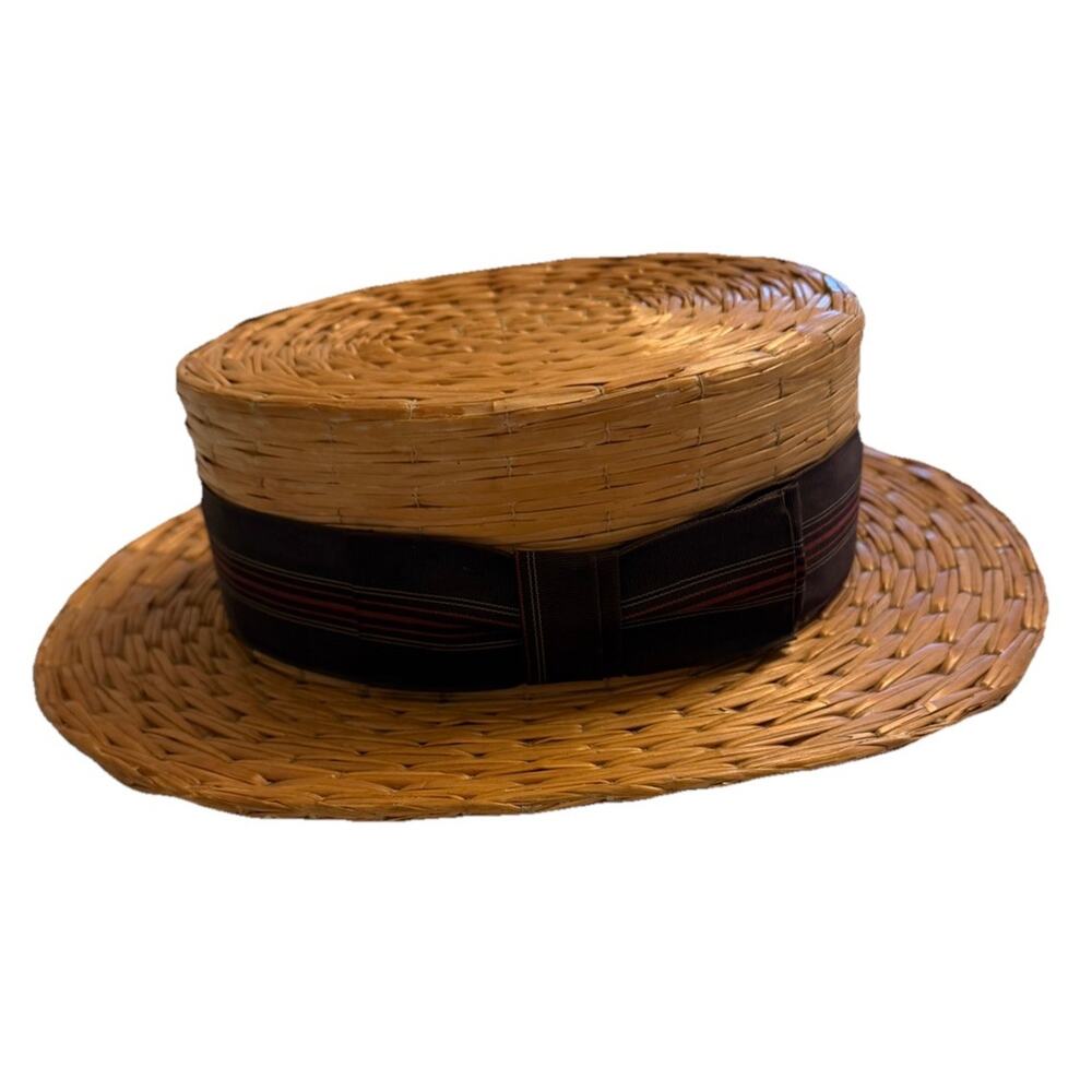 VINTAGE 1950’s Genuine Yeddo Straw Boat Hat HOPKINS Baltimore RARE 3267-44